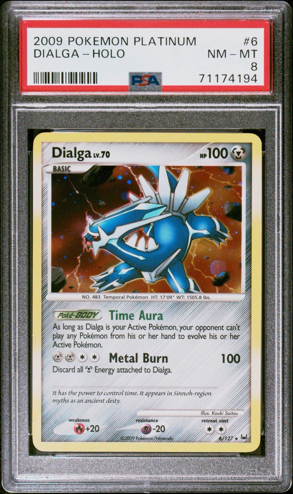 2009 POKEMON PLATINUM #6 DIALGA-HOLO PSA 8