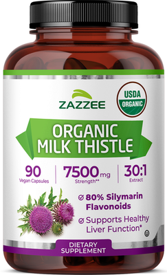 #ad USDA Organic Milk Thistle 30:1 Extract 7500 mg Strength 90 Vegan Capsules $24.97