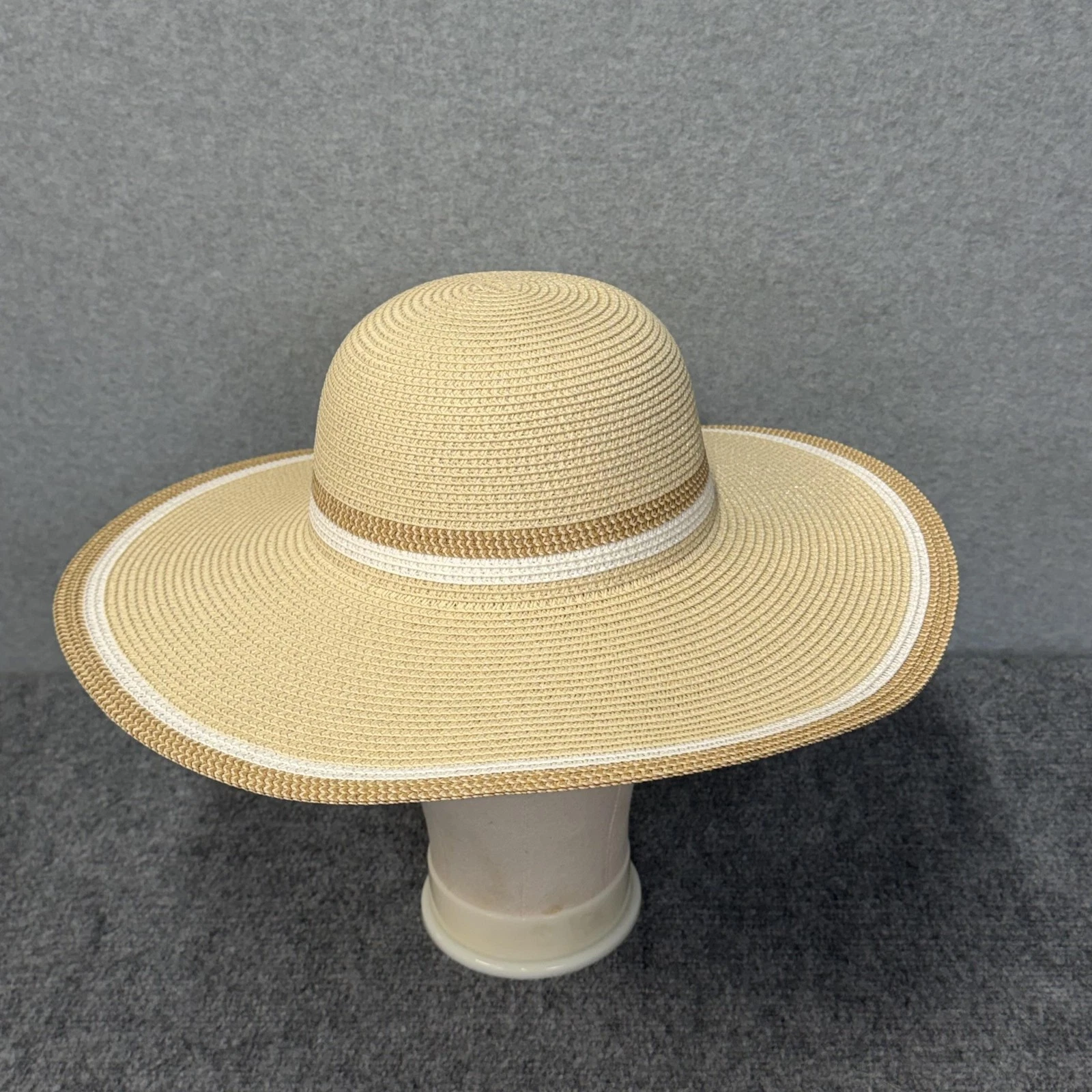Magid Hats Hat Sun Womens Size 7 Beige Straw Packable UPF 50+ Wide Brim
