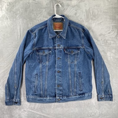 Levi's Denim Trucker Jacket men's Large Button Up Blue Pockets Utility Cotton