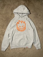 Y2K Vintage Skater Spitfire Gray Hoodie Orange Logo Size S