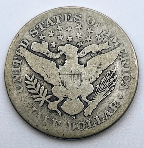 1898-S Barber Half Dollar 50 Cents San Francisco Mint 90% Silver .900 USA Coin
