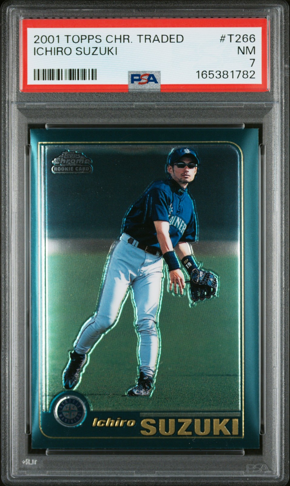 2001 TOPPS CHROME TRADED #T266 ICHIRO SUZUKI ROOKIE RC PSA 7 view 1
