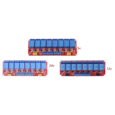 High and Low Level Trigger Relay Module with Optocoupler for 8 Channel Control