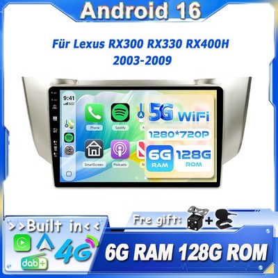 Autoradio Für Lexus RX300 RX330 RX400H 2003-09 Android 16 Car Play GPS DAB+ HDMI