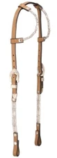 Western Silver Show Bridle - Headstall - Silver Ferrules - Double Ear -Light Oil