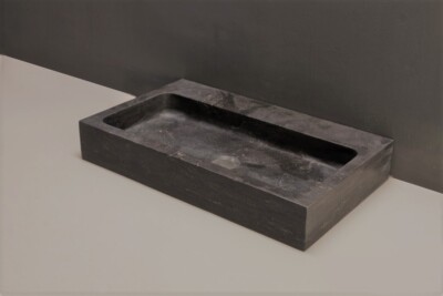 Waschbecken Naturstein TARANTO 50 cm Bluestone ohne Hahnloch matt geschliffen