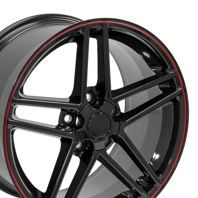 OEW Fits 18x9.5 18x10.5 Black Redline C6 Corvette Z06 Wheels Rims