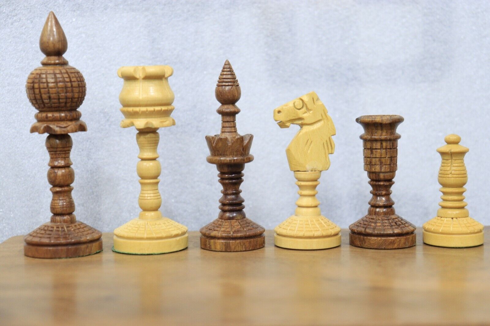 Artistic English Series Hand Carved Vintage Chess Pieces Only