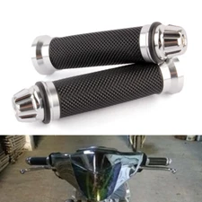 7/8" Motorcycle Silver Hand Grip Handlebar Rubber Gel For Honda Yamaha Suzuki
