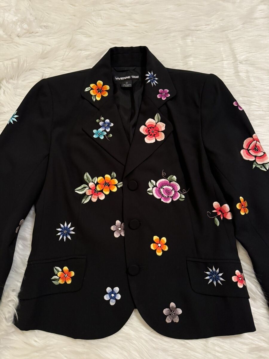 Vivienne Tam Floral Embroidered Blazer Jacket Suit Vivienne Tam Floral Embroidered Blazer Jacket Suit
