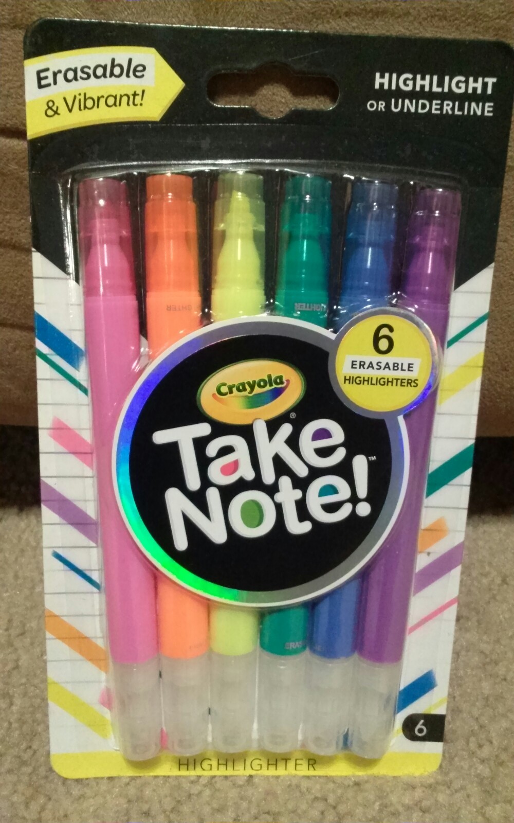 Crayola Take Note! Erasable Highlighters, School Supplies, 6