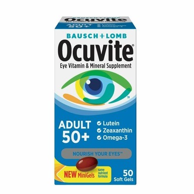 B & L Ocuvite Eye Vitamin & Mineral Supplement Adults 50+ 50 Softgels Pack of 3