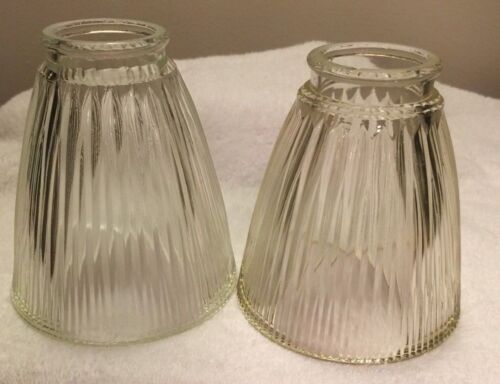 Bell Shaped Ribbed Fan Glass Globes- Set of 2 - Afbeelding 1 van 3
