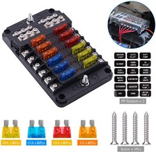 12 Way Blade Fuse Box Block Holder LED Indicator Auto Marine 12V 24V Waterproof