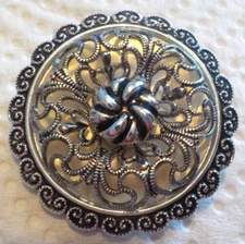 VTG 60s West Germany silver Tone Filigree Scarf Clip Dress Clip