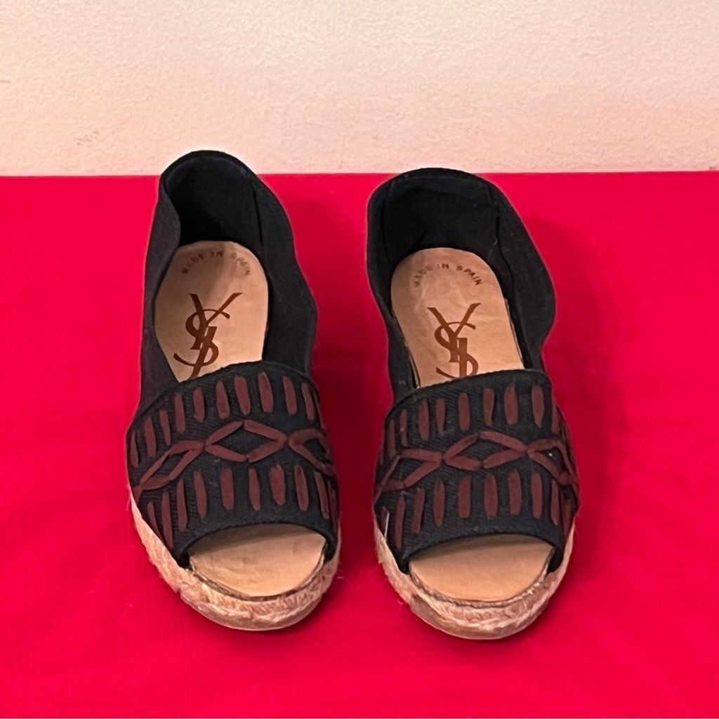Rare espadrillas in tela nera Yves Saint Laurent