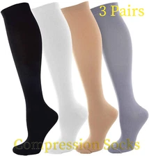 3 Pares Medias de Compresion Mujer y Hombre Calcetines Compresivos para Deporte