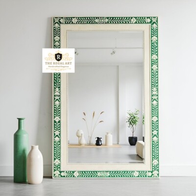 Bone Inlay Wall Mirror, Vintage Mirror Frame, Bone Inlay Mirror Living Room