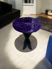 Purple Amethyst Stone Table – Luxury Crystal Coffee Table – Handmade Gemstone