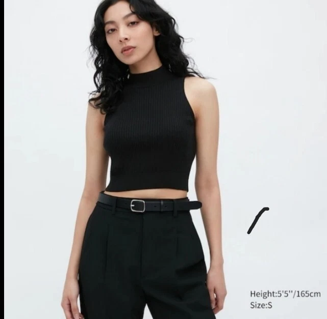 Uniqlo Mock Neck Sleeveless Cropped Sweater top size xs | eBay