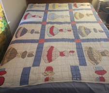 Vintage Quilt Ladies W/ Dress And Bonnets 72 63 Unique flaws shown