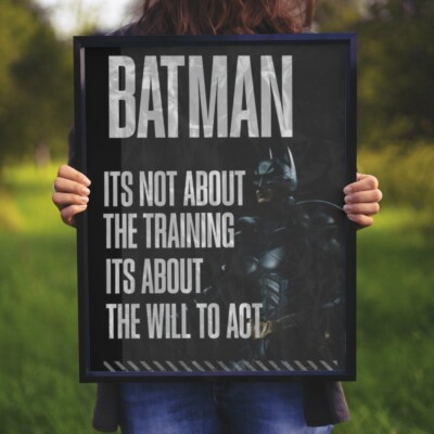 Batman Poster - Inspirierende Zitat Kunst, Dark Knight Motivation Wanddeko