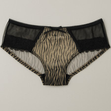 E et D A30365 Animal Print Mesh Bikini with Lace Side Panels and Bow Accent