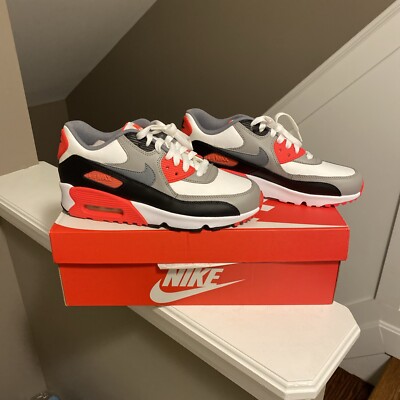 NIKE 833412-102 WHITE COOL  GRAY AIR MAX 90 LTR GS YOUTH SNEAKERS SIZE US 6.5Y