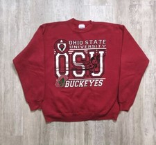 Vintage Ohio State Buckeyes Brutus Crewneck Sweatshirt Size L USA Red Tultex Tag