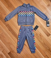 NEW Hurley Toddler Full-zip Jacket Jogger Pant Tracksuit Set, Gray 2T