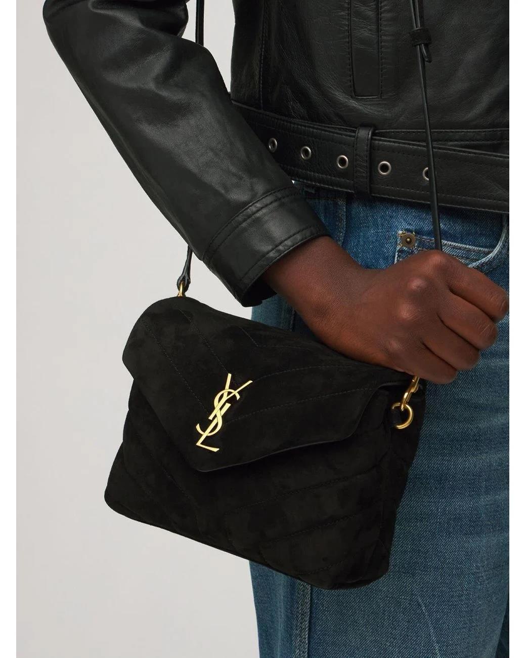 Borsa a tracolla Saint Laurent YSL monogramma giocattolo LouLou trapuntata Chevron pelle scamosciata $2150