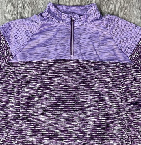 Antigua Purple Stripe Long Sleeve 1/4 Zip Top Women's Size XL Extra Large - Picture 3 of 13
