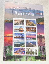 USA First-Class Postage stamps ~ Mighty Mississippi 2021~ One Sheet 10 stamps.