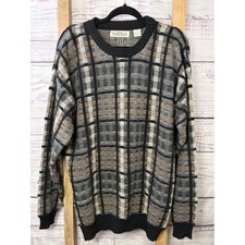 Natural Issue Vintage 90s Geometric Knit Sweater Mens XLT Grandpa Cozy