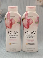 (Lot of 2) OLAY Fresh Radiance Strawberry & Mint Body Wash, 22 fl oz