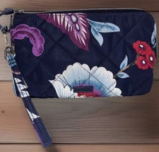 Vera Bradley Nylon Wristlet Wallet Clutch Kauai Floral Black Purple Red Floral
