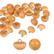30pcs Wood Buttons 0.6" Mushroom Domed Sewing Button with Shank, Light Brown