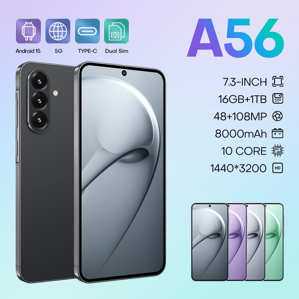 A56 16GB+1TB 5G Smartphone Unlocked 7.3-Inch  Android 15 Dual SIM