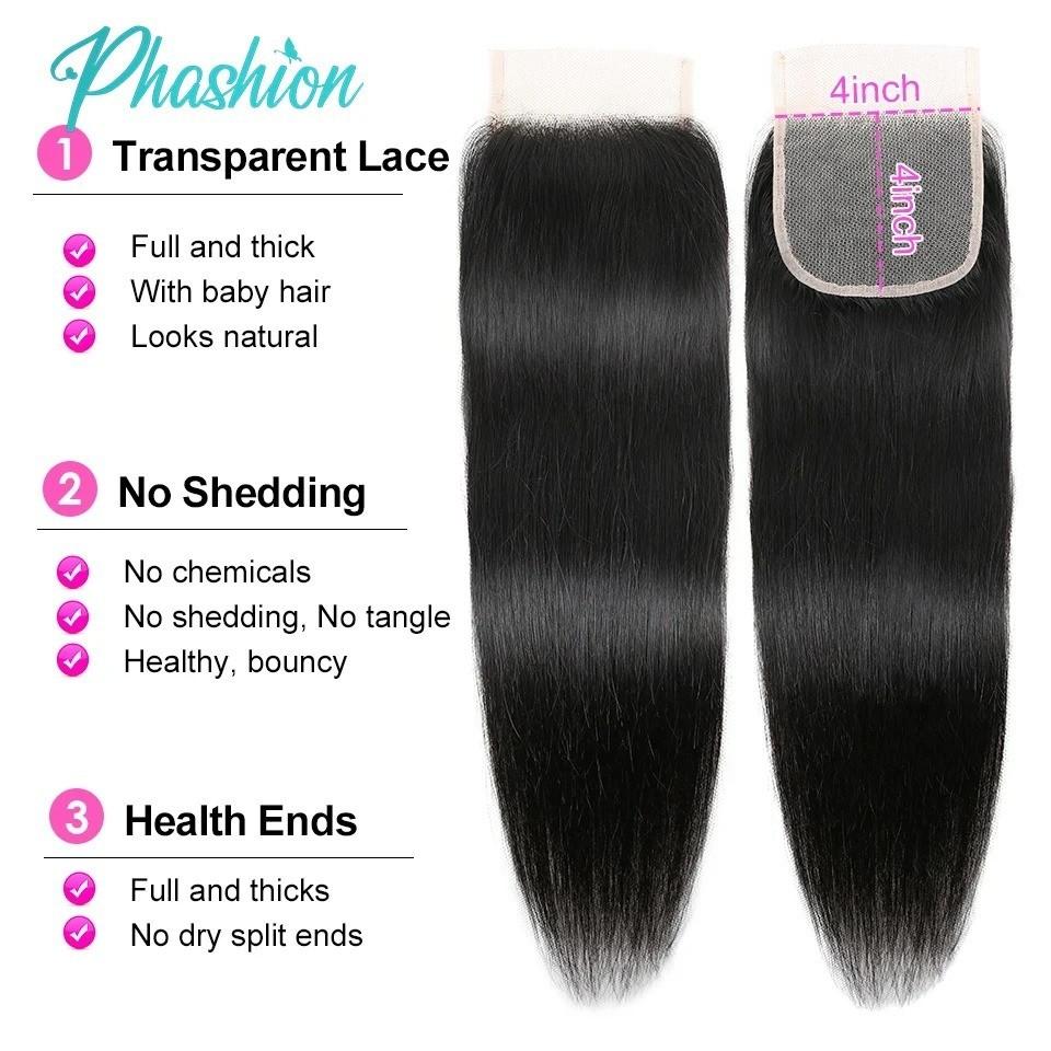 13x4 Lace Frontal 4x4 Closure Straight Remy Human Hair Swiss Lace | eBay