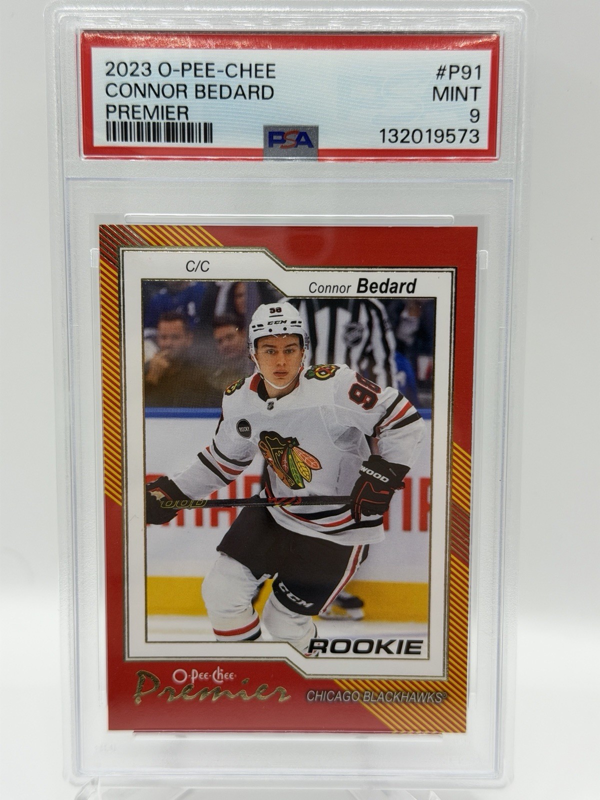 2023 UD O-PEE-CHEE O-PEE-CHEE PREMIER #P91 CONNOR BEDARD PSA 9