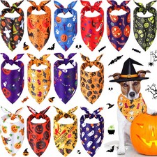 14 Pcs Halloween Dog Bandanas Honor Pattern Bib Scarf Handkerchief for Small ...