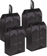4 Pack Travel Shoe Bags Nylon Zipper Storage Organizer for Sneakers Boots Black