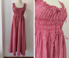 Women Doen U-neck Checked Sleeveless A-line Midi Dress