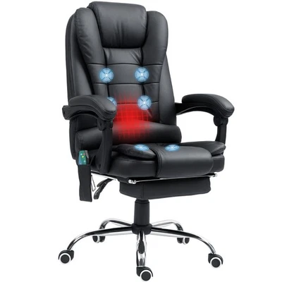 Vinsetto Ergonomic Heated 6 Points Vibration Massage Executive Chair Black