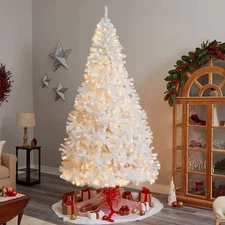 4ft 5ft 6ft 7ft Bushy White Christmas Tree with LED Lights Christmas Decorations