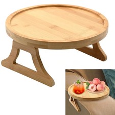 Wooden Sofa Arm Tray Drink Snack Holder Serving Table Armchair Tray