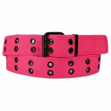 Premium Double Row Grommet Hot Pink Belt 2 Hole Canvas Web Stud Biker Punk Goth