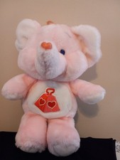 Vintage 1984 Kenner Care Bear Cousin Lotsa Heart Elephant 13" Pink Plush