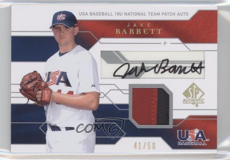 2008 SP Authentic 41/50 Jake Barrett #JTA-JB Patch Auto 2d9